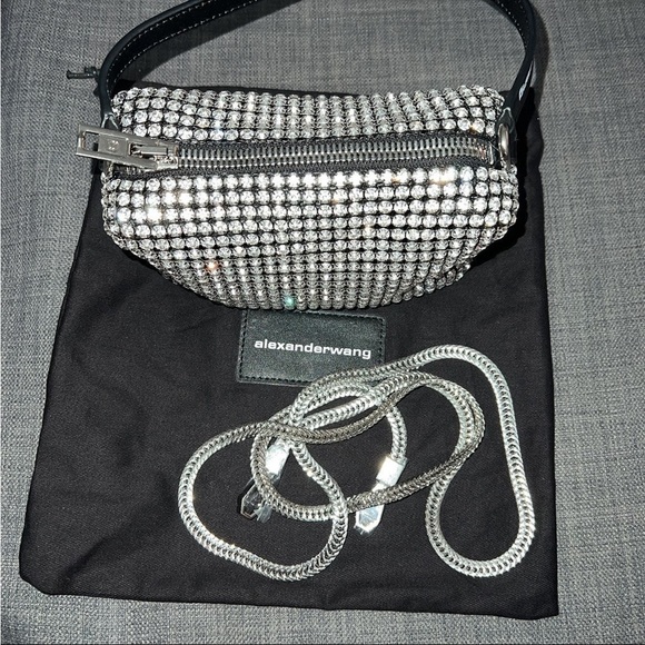 Alexander Wang heiress pouch in rhinestone mesh handbag silver AUTHENTIC - Picture 6 of 13